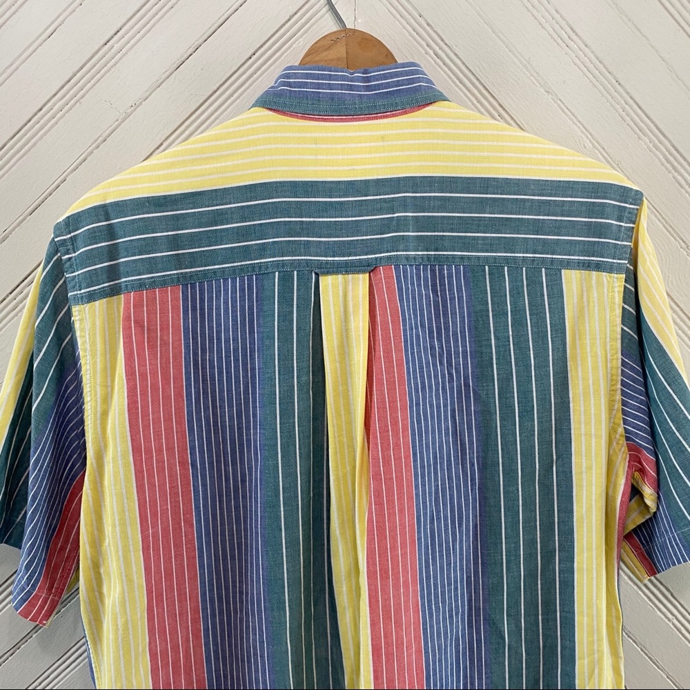 Vintage 90s Single Stitch Colorful Striped Shirt - Picture 8 of 9